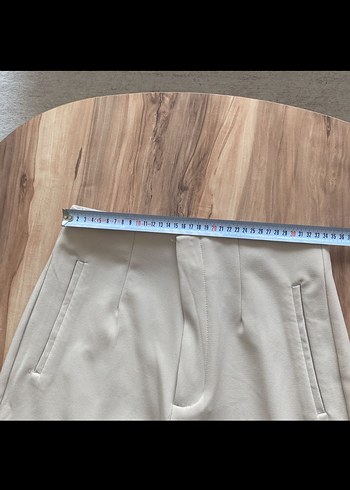 Bej Midi zata Kadın Kumaş Pantolon - Görsel 5