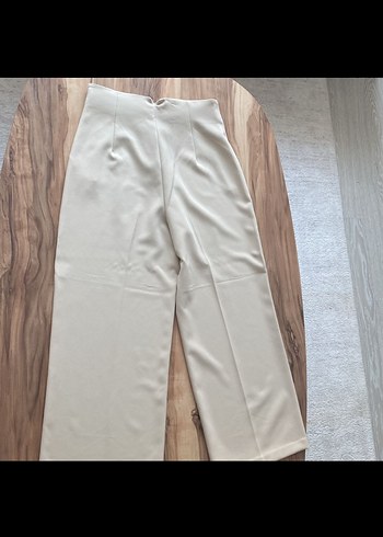 Bej Midi zata Kadın Kumaş Pantolon - Görsel 4