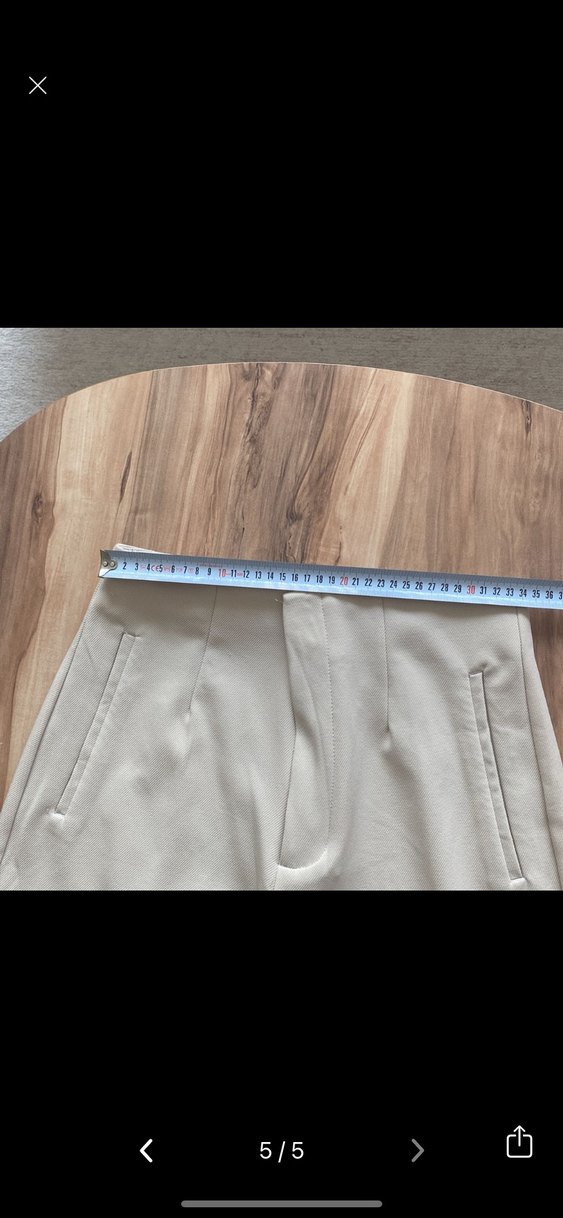 Bej Midi zata Kadın Kumaş Pantolon - Görsel 5