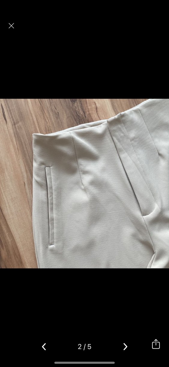 Bej Midi zata Kadın Kumaş Pantolon - Görsel 2