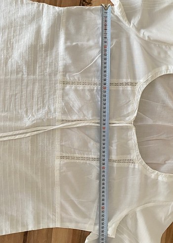 Uzun Kollu Beyaz Keten Bohem Bluz - Görsel 7