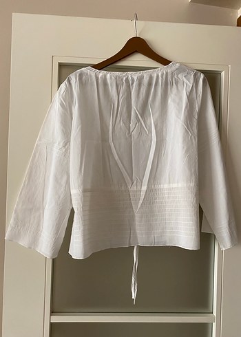 Uzun Kollu Beyaz Keten Bohem Bluz - Görsel 6