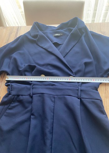 Lacivert Keten Kadın Midi Tulum - Görsel 5