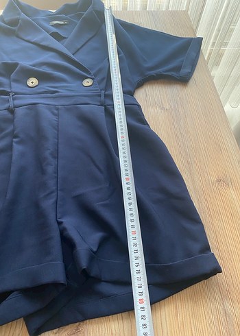 Lacivert Keten Kadın Midi Tulum - Görsel 6