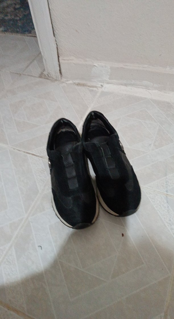 Siyah Süet erkek Dolgu Topuk Spor Ayakkabı - Görsel 2