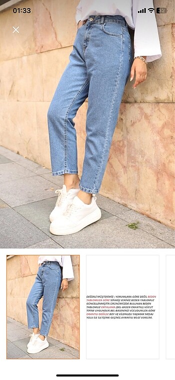 s Beden mavi Renk mom jean