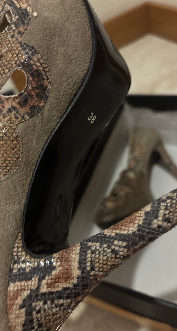 Kahverengi Süet Yılan Desenli Stiletto Topuklu - Görsel 4
