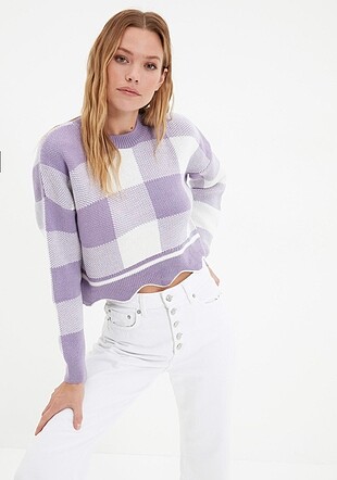 Trendyol & Milla Trendyolmilla Lila Crop Kazak