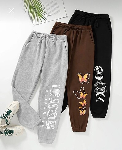 3 lü logo baskılı jogger eşofman altı