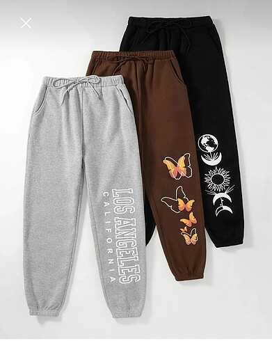 Diğer 3 lü logo baskılı jogger eşofman altı
