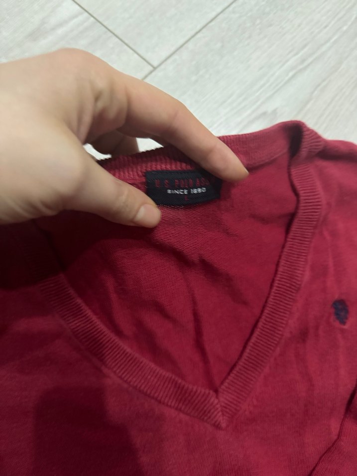 Bordo V Yaka Kadın Triko Kazak - Görsel 2