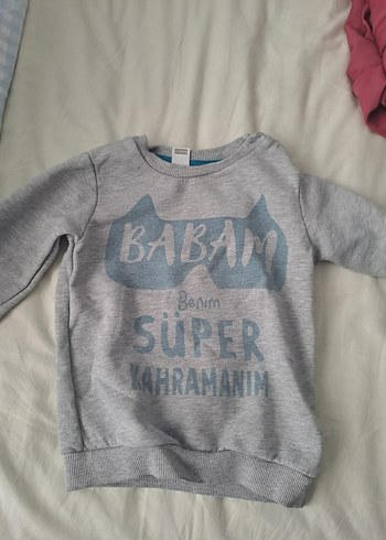 Gri Baskılı Erkek Çocuk Sweatshirt
