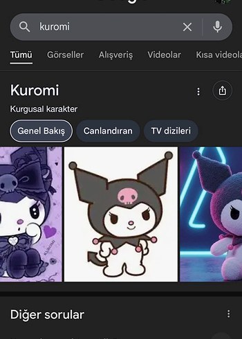Kuromi Gri Animasyon Figürü