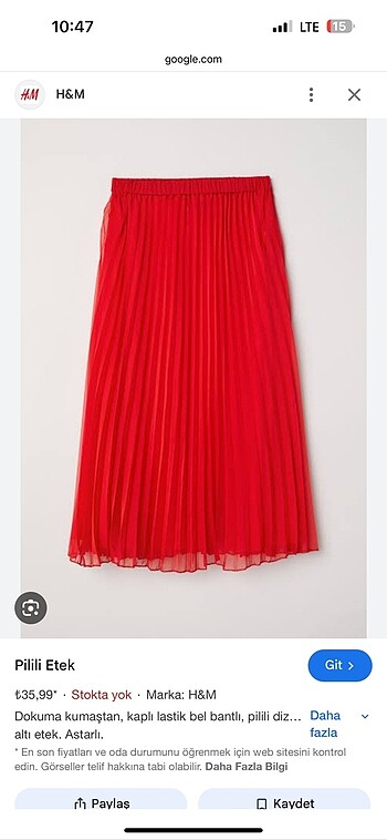 H&M pilili etek