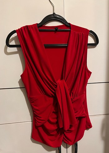 Kırmızı Drapeli detaylı örme büstiyer - Görsel 2