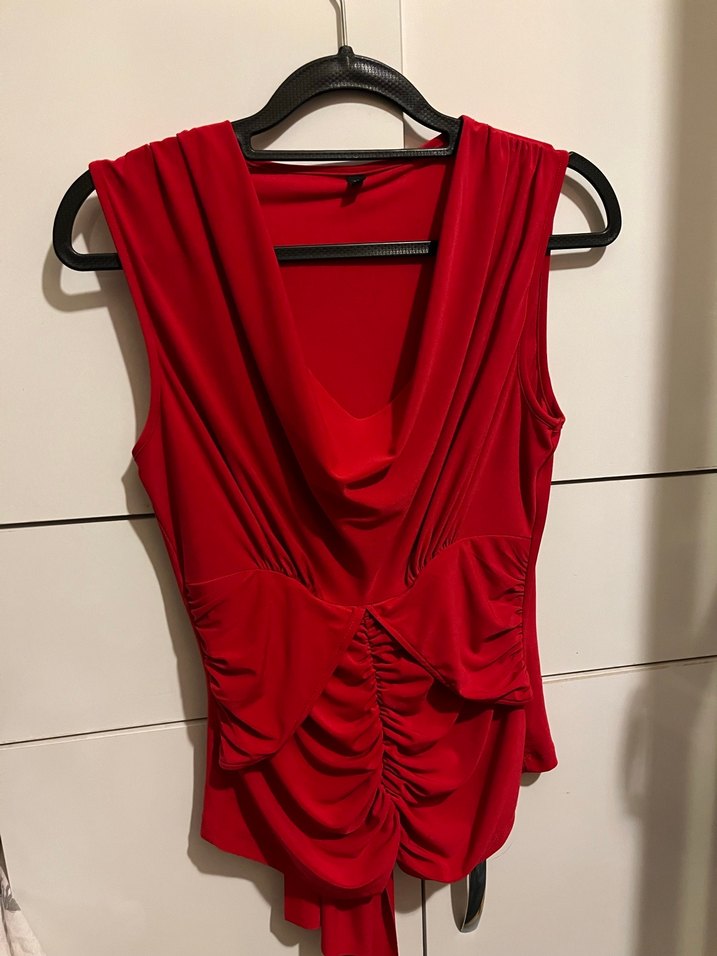 Kırmızı Drapeli detaylı örme büstiyer - Görsel 3