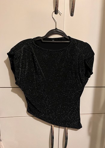 Siyah simli örme Bluz - Görsel 2