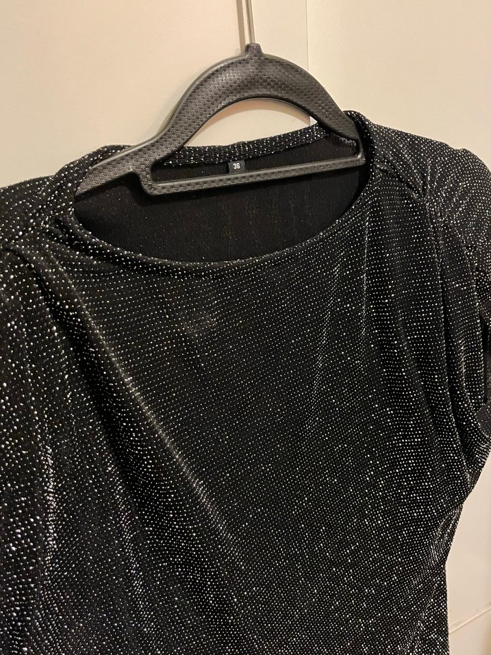 Siyah simli örme Bluz - Görsel 3