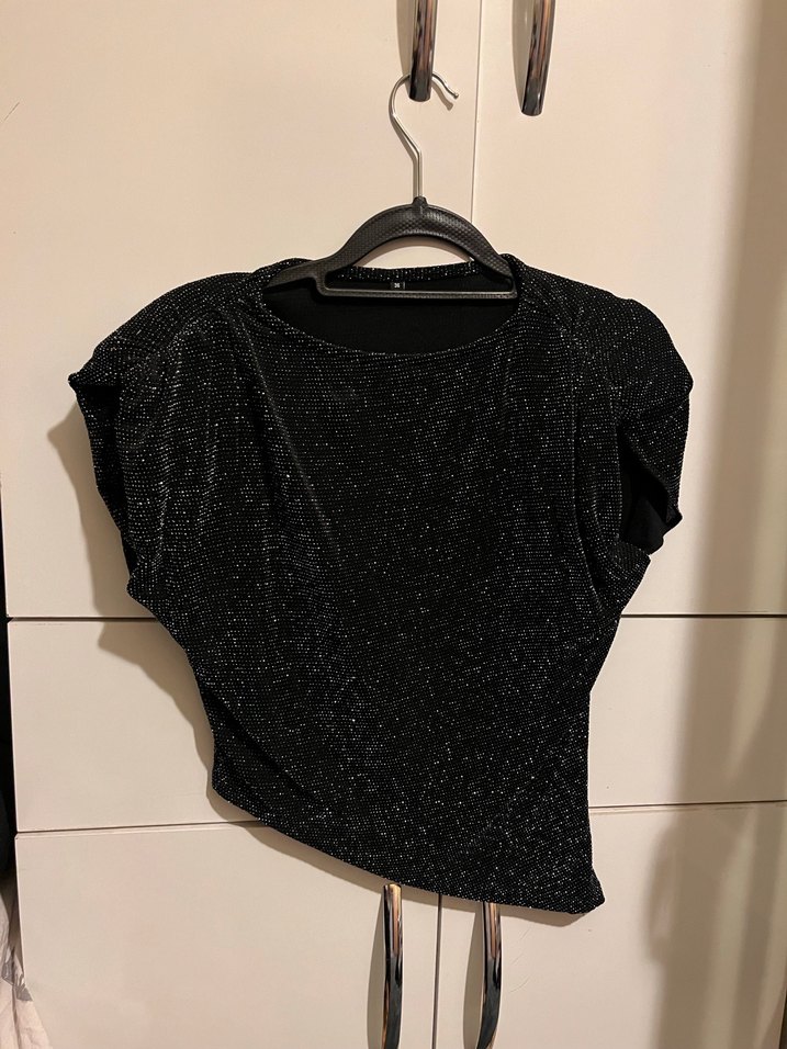Siyah simli örme Bluz - Görsel 2