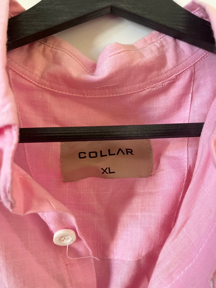 Pembe Keten gömlek - Görsel 2