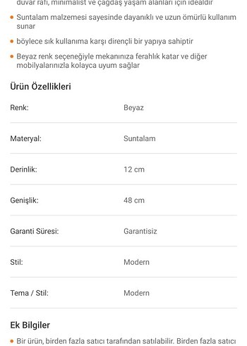 Beden Beyaz Metal 2 li Duvar Rafı