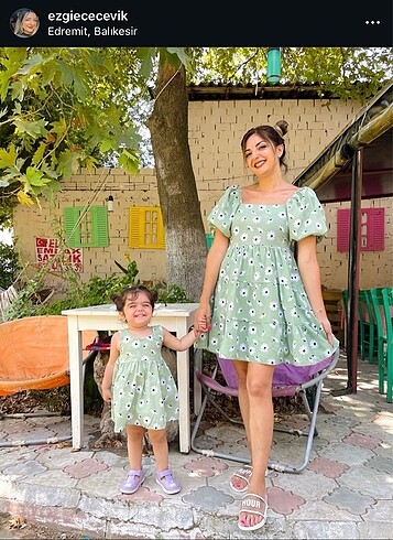 Anne kız kombin yazlık elbise anne çocuk