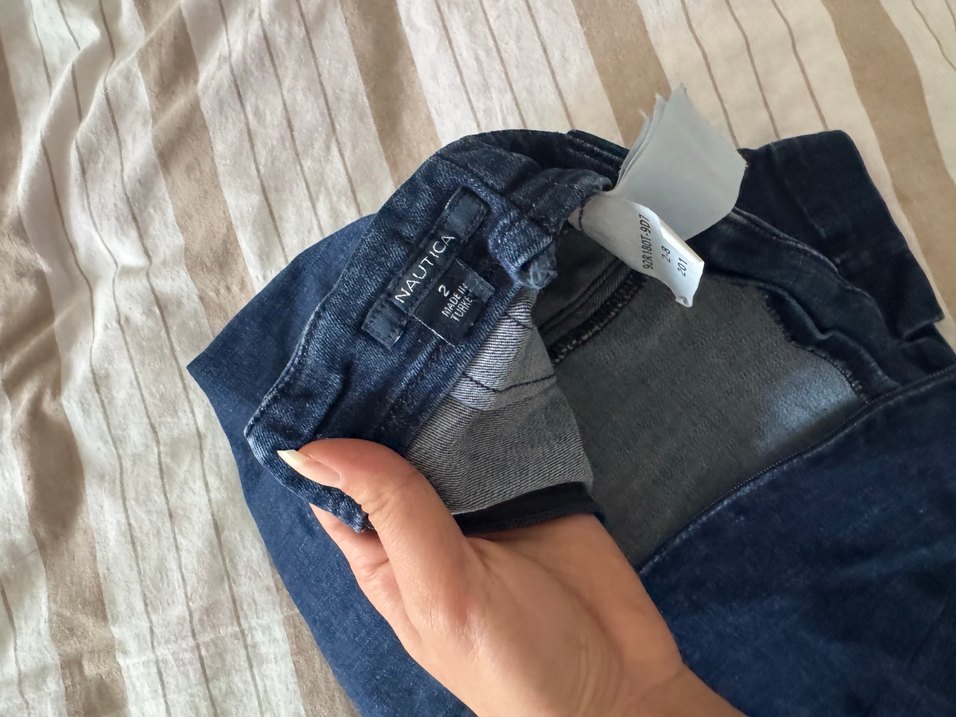 Düğmeli Lacivert Hamile Midi Kot Etek - Görsel 2