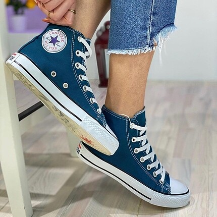 Petrol mavisi uzun converse