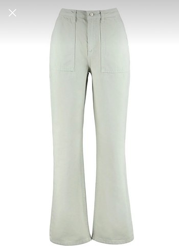 Kadın yeşil  Taş Detaylı Yüksek Bel Wide Leg Jeans - Görsel 3