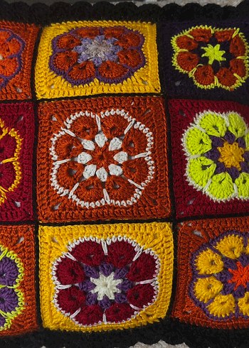 Çiçek Desenli Çok Renkli Bohem Minder Kılıfı - Görsel 3