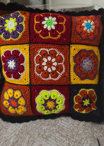 Çiçek Desenli Çok Renkli Bohem Minder Kılıfı - Görsel 5