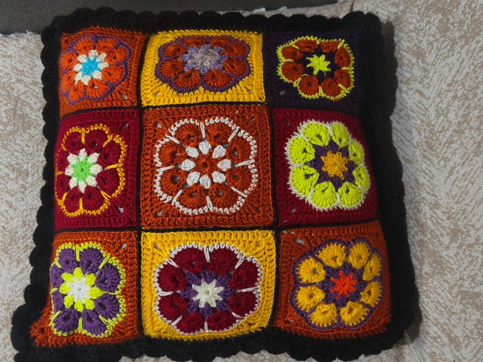 Çiçek Desenli Çok Renkli Bohem Minder Kılıfı - Görsel 2