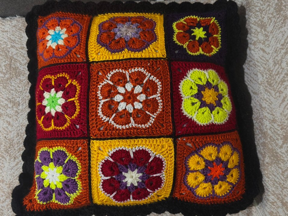 Çiçek Desenli Çok Renkli Bohem Minder Kılıfı - Görsel 3