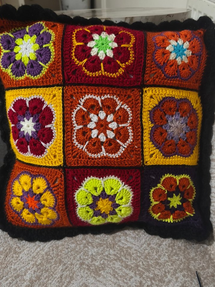 Çiçek Desenli Çok Renkli Bohem Minder Kılıfı - Görsel 5