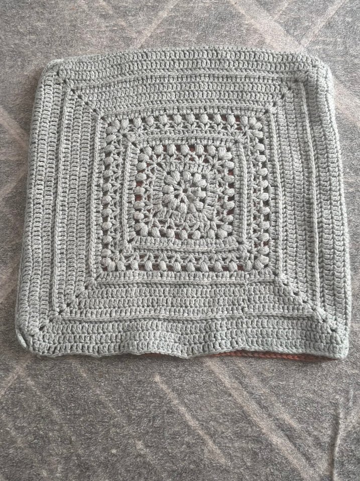 Gri Bohem Tarzı Örgü Dekoratif Kırlent Kılıfı - Görsel 4