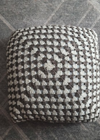 Bohem Tarzı Bej Örgü Kırlent Kılıfı - Görsel 2