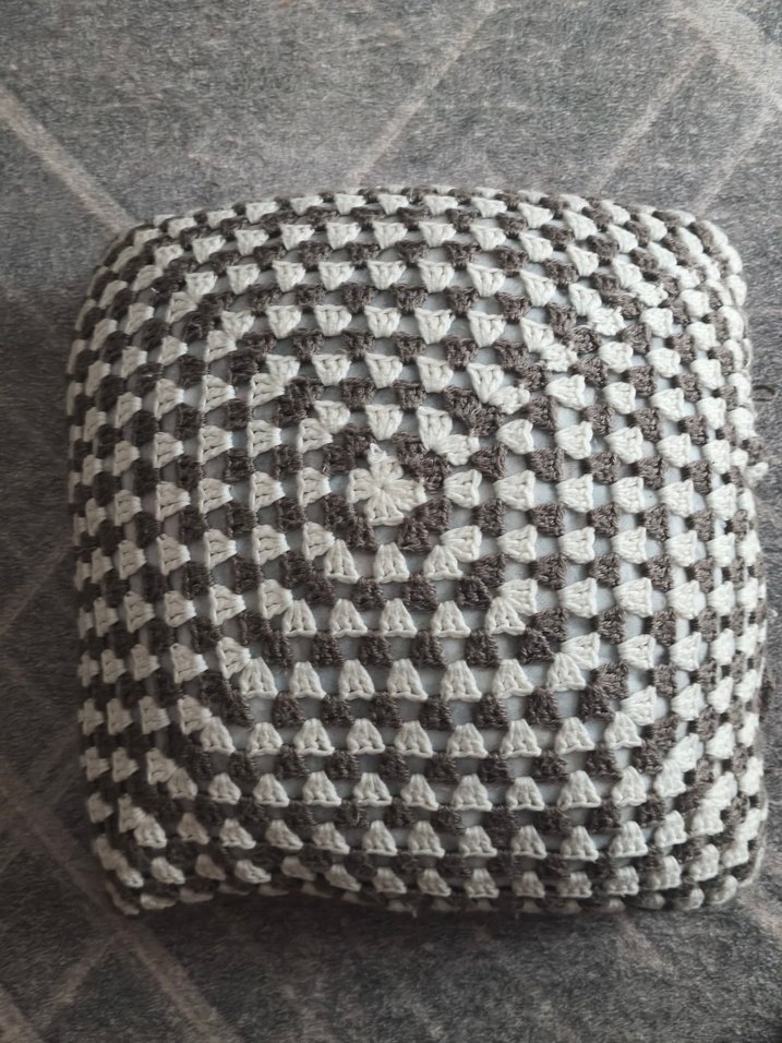 Bohem Tarzı Bej Örgü Kırlent Kılıfı - Görsel 2