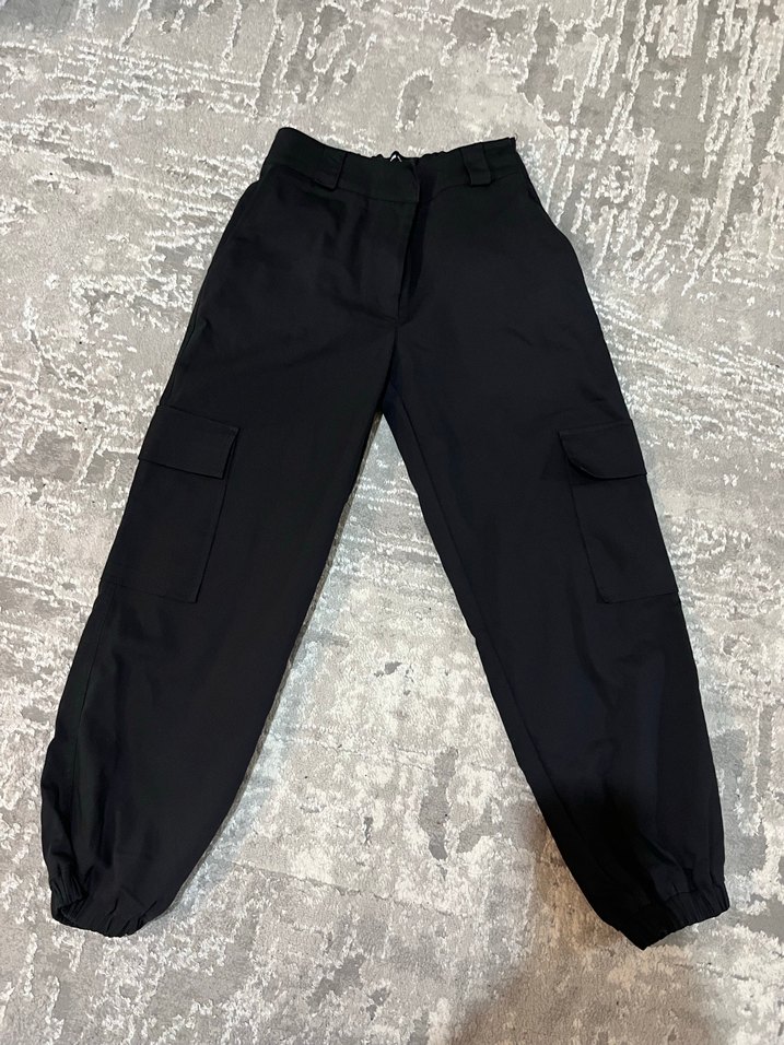 Siyah Cepli Kumaş  Kız Çocuk Pantolon - Görsel 2