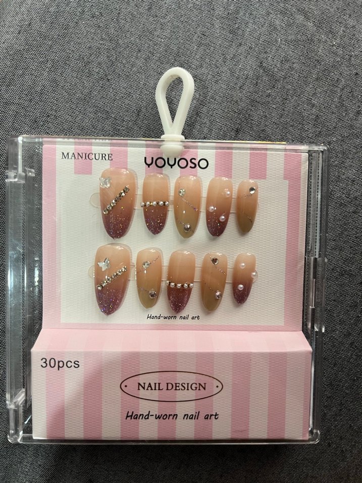 Pastel Taşlı Takma Tırnak  - 30 Parça - Görsel 5