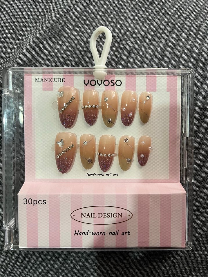 Pastel Taşlı Takma Tırnak  - 30 Parça - Görsel 2