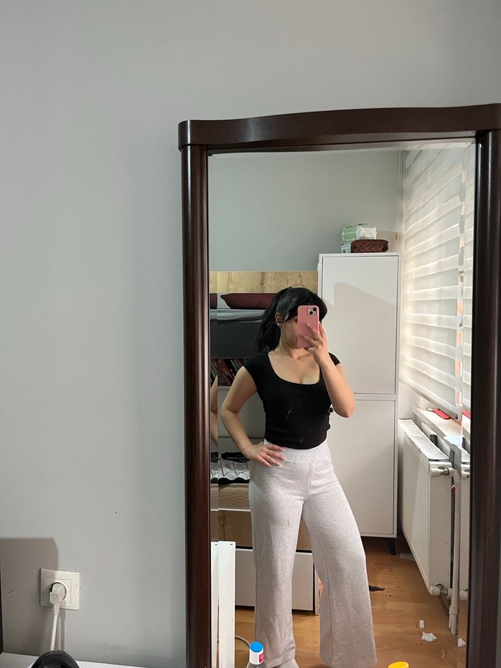 Gri İspanyol paça eşofman - Görsel 2