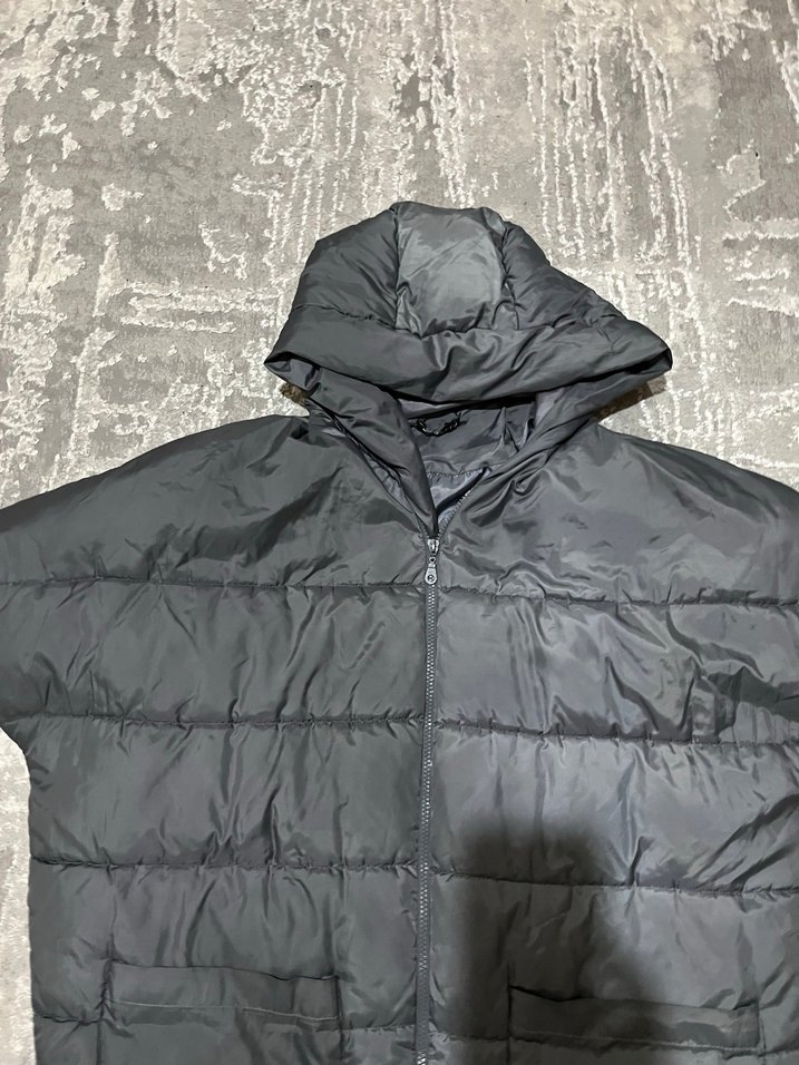 Gri Uzun Kadın Kışlık Mont( Tesettüre uygun) - Görsel 2