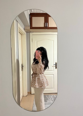 Bej Zebra Desenli Salaş  Bluz - Görsel 4