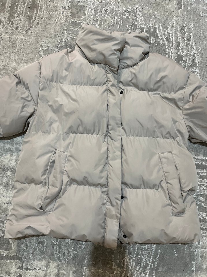 Gri Kadın Kışlık Mont, - Görsel 2