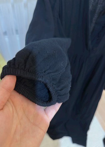 Düğmeli Siyah Uzun Hamile Elbisesi - Görsel 2