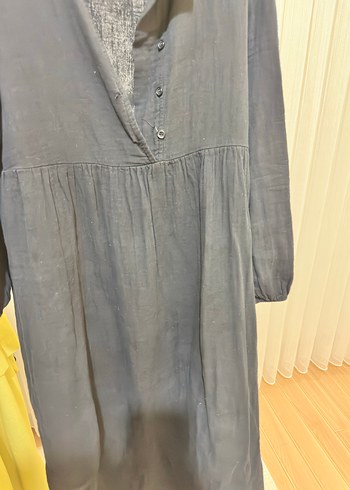 Düğmeli Siyah Uzun Hamile Elbisesi - Görsel 5