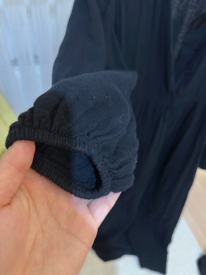 Düğmeli Siyah Uzun Hamile Elbisesi - Görsel 2