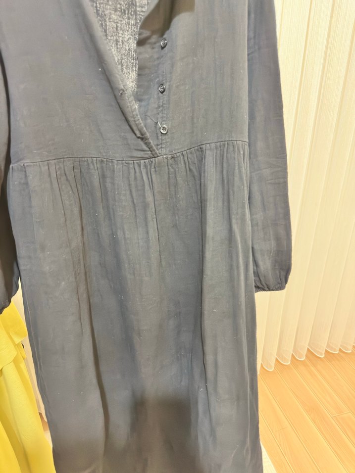 Düğmeli Siyah Uzun Hamile Elbisesi - Görsel 5