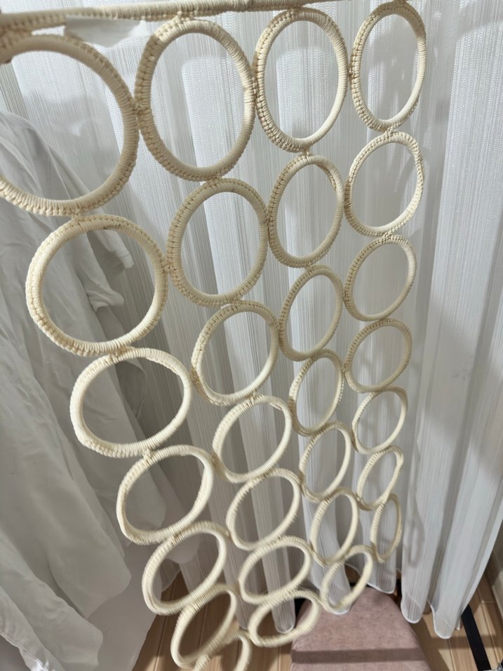 Modern Beyaz ve Gri Halka Desenli Perde - Görsel 2