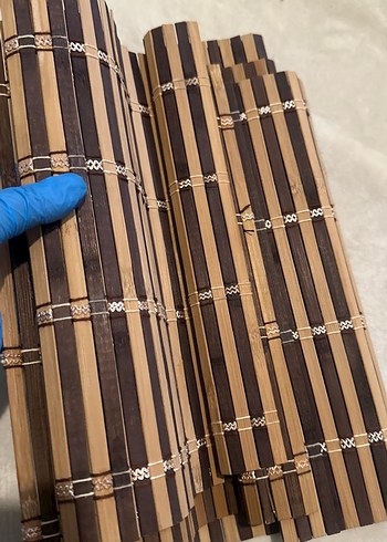 Kahverengi Çizgili Bambu Amerikan Servis 3 tane - Görsel 6